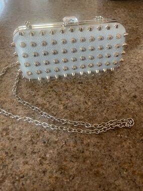 Expressions Silver Studded Chain Clutch